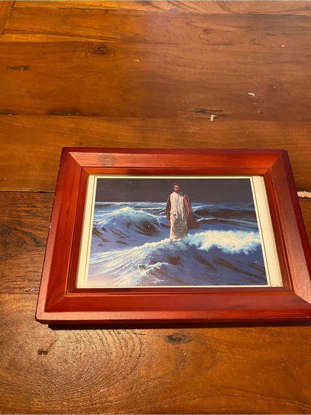 Religious Art Print in Red Frame